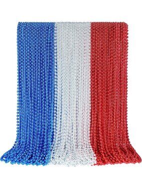 100PCS Patriotic Red White Blue Bead Necklaces 33" 4th of July Party Favors